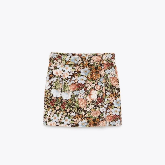 BNWT Zara Velvet Skirt Multicolor - Picture 1 of 3
